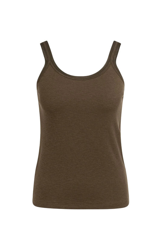 YAYA Singlet with Mesh Edge in Slate Black Brown