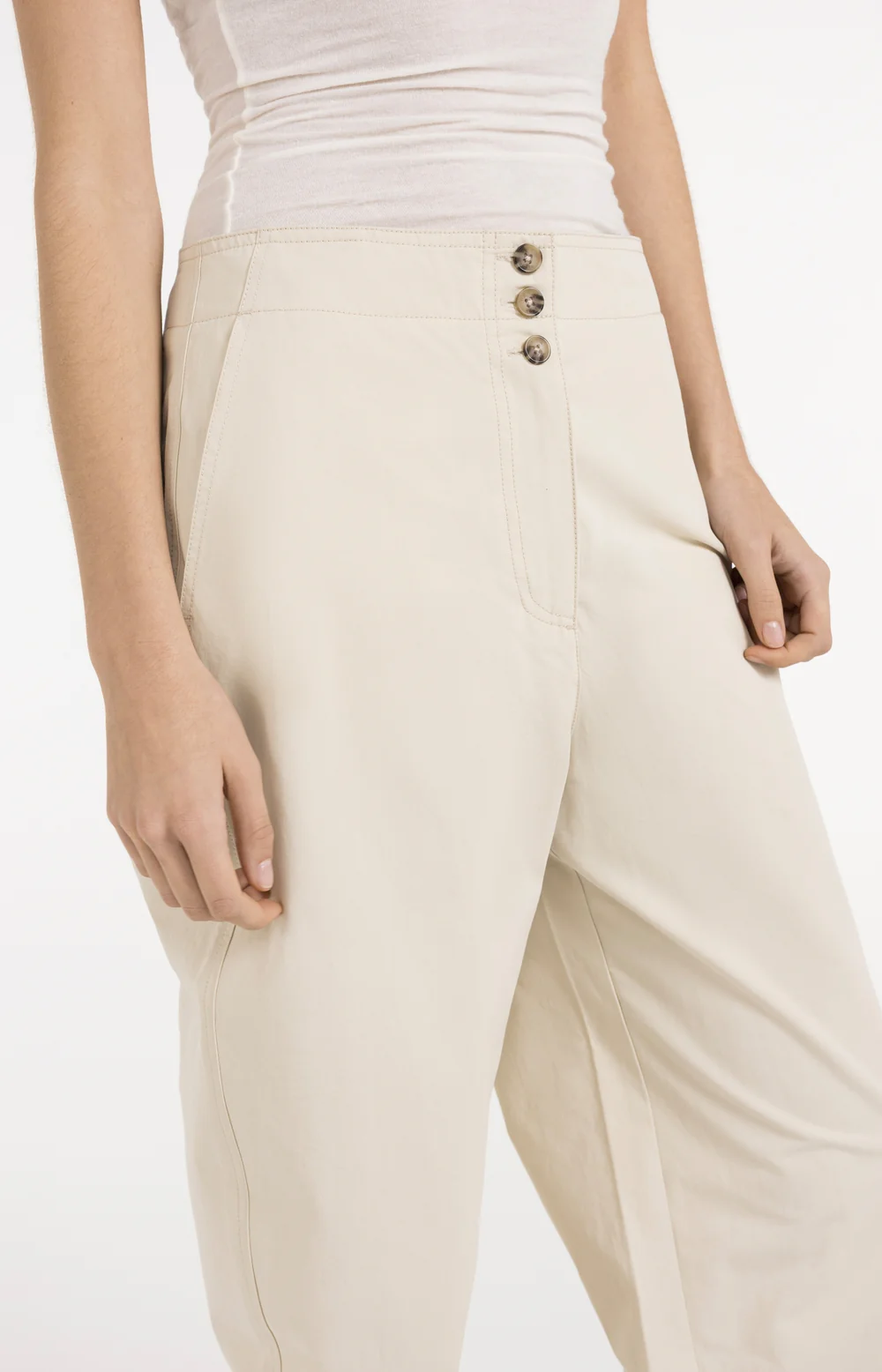 YAYA Barrel Trousers with Button Detail - Colour Options