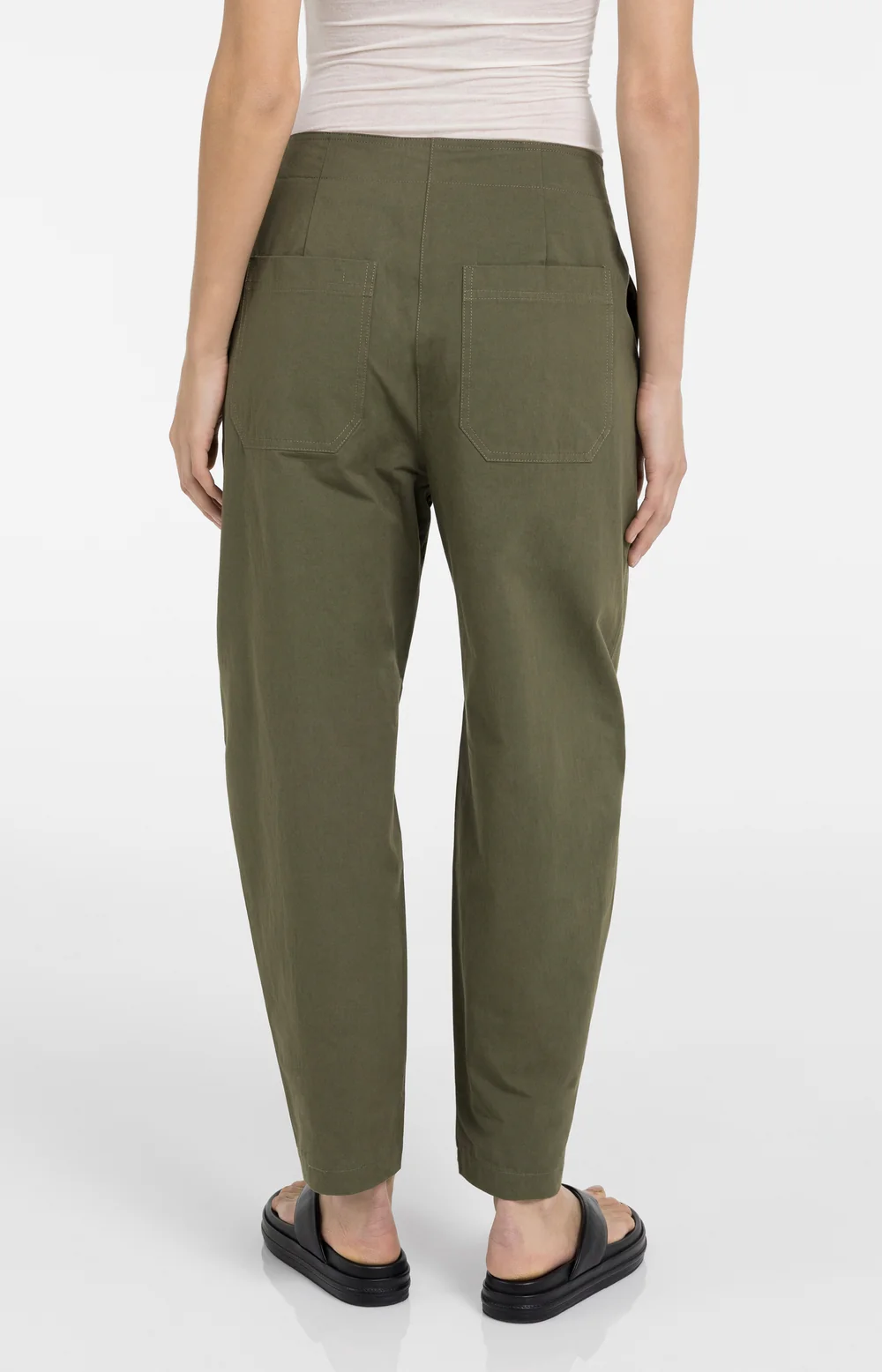 YAYA Barrel Trousers with Button Detail - Colour Options