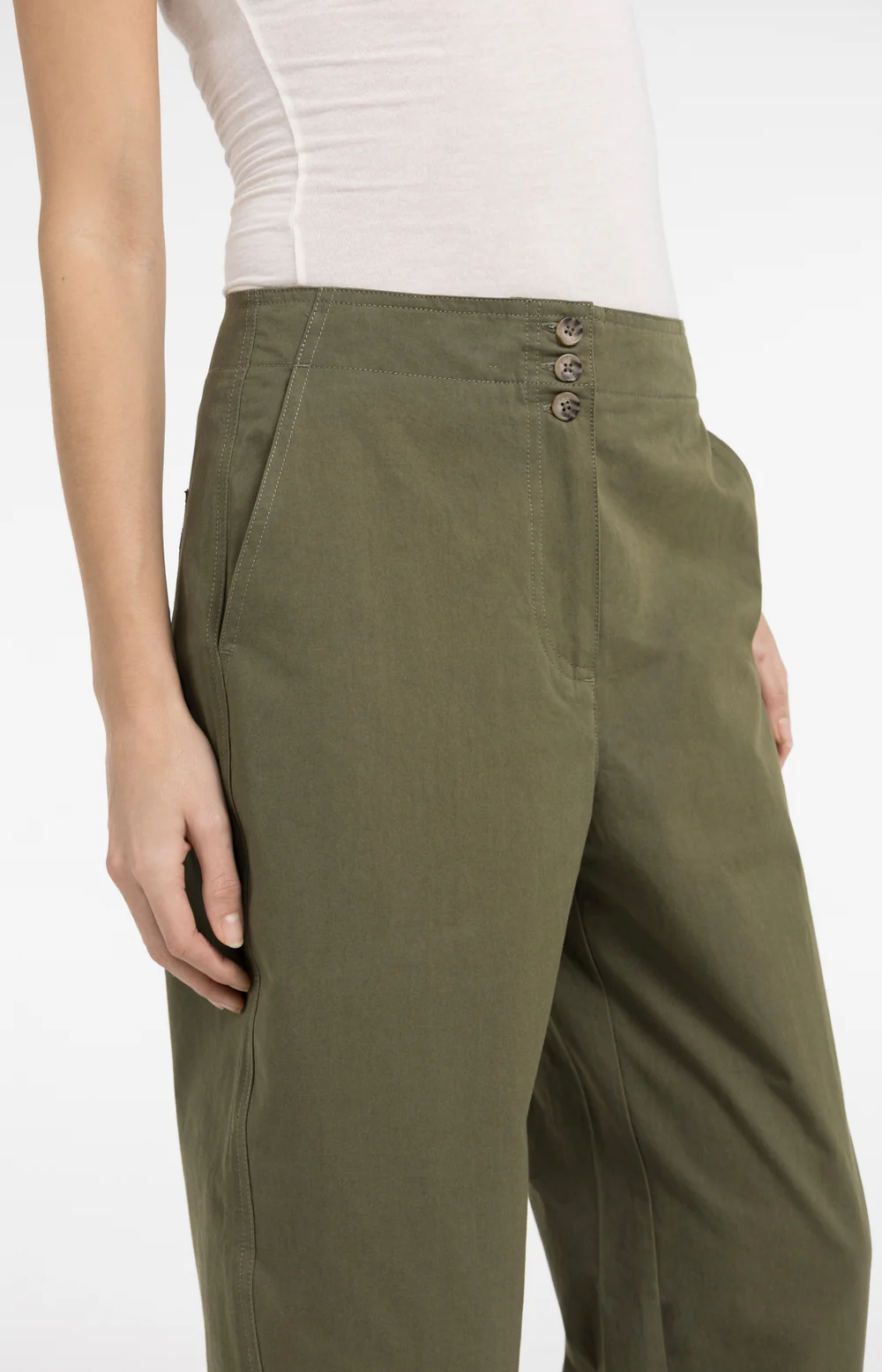 YAYA Barrel Trousers with Button Detail - Colour Options