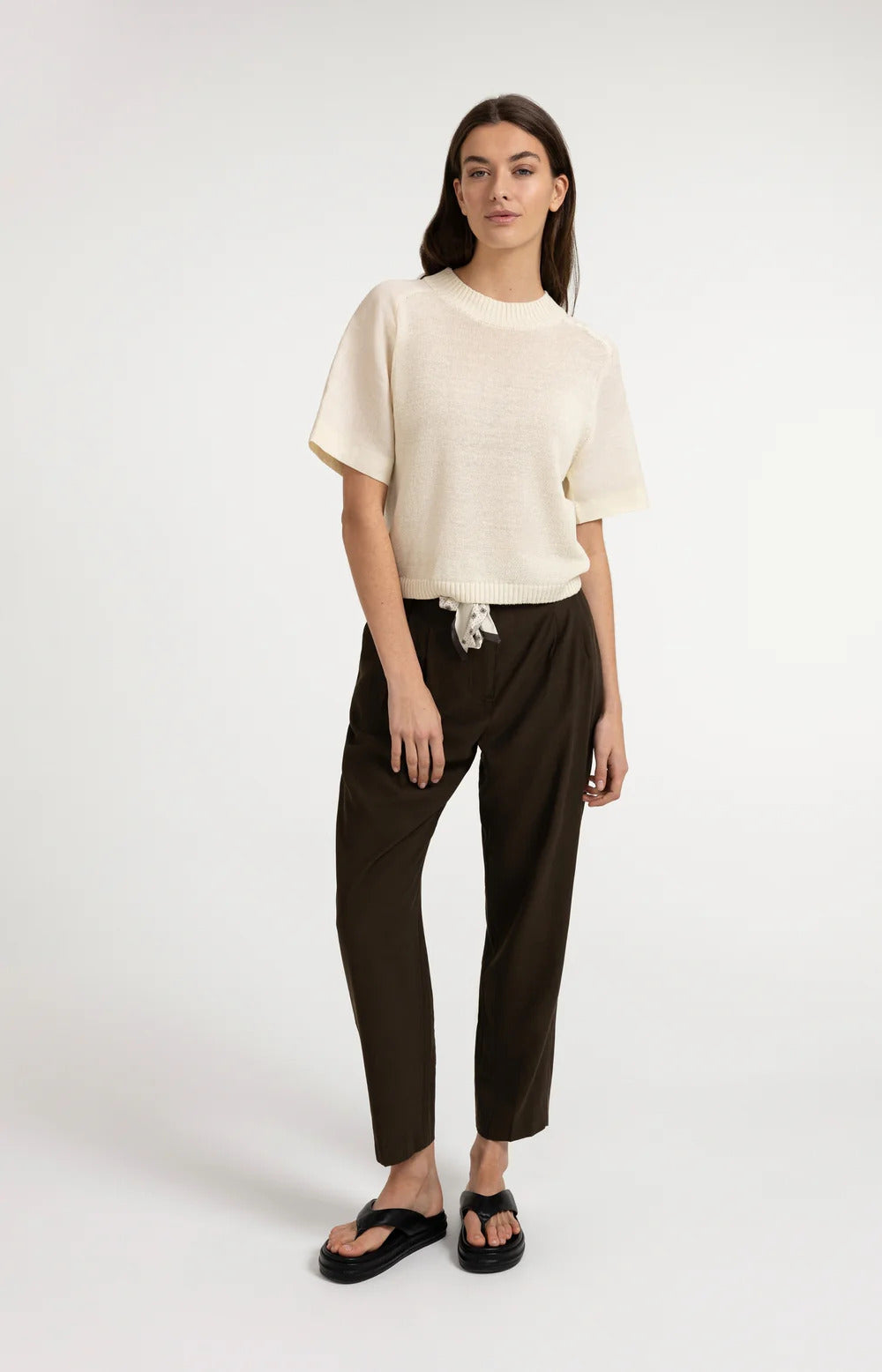 YAYA High Waisted Trousers with Scarf