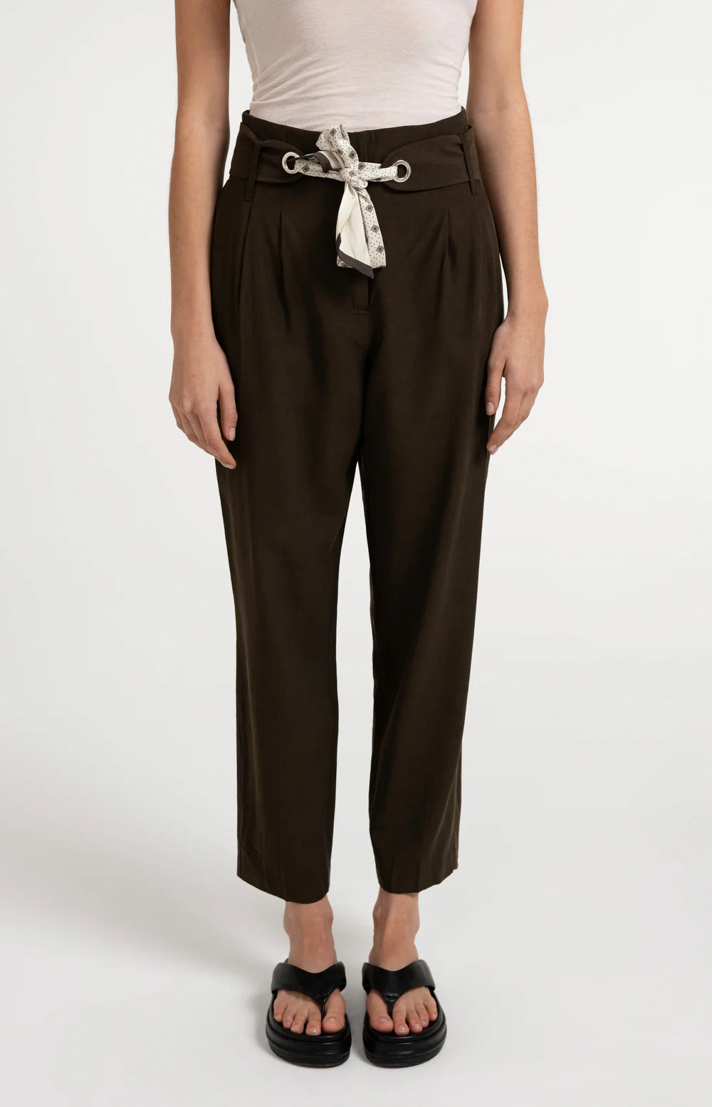 YAYA High Waisted Trousers with Scarf