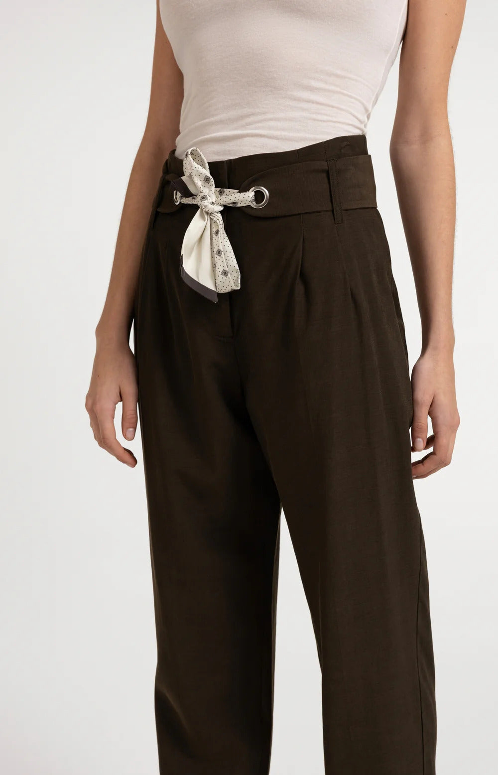 YAYA High Waisted Trousers with Scarf
