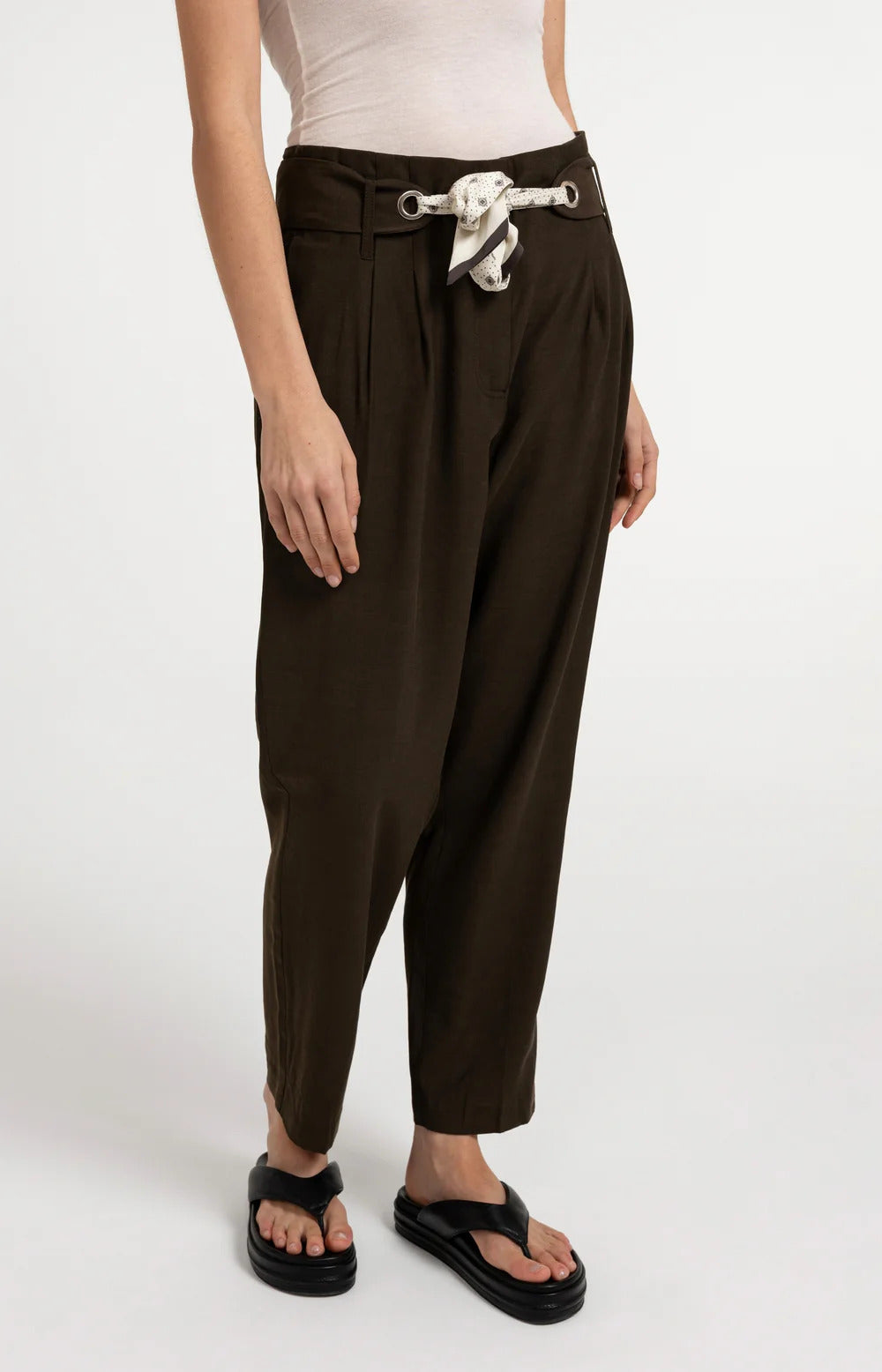 YAYA High Waisted Trousers with Scarf