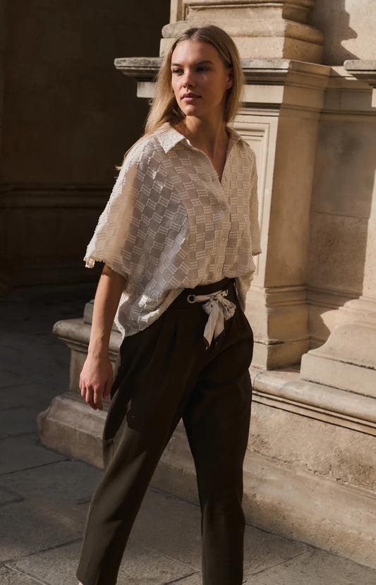 YAYA High Waisted Trousers with Scarf