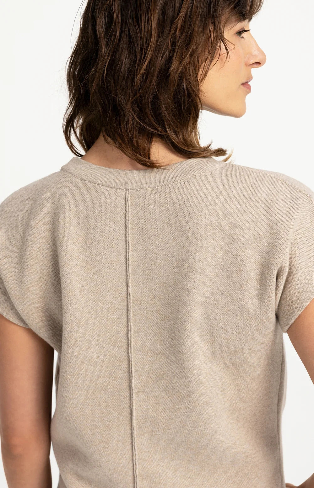 YAYA Jacquard Knit Top with Cap Sleeves
