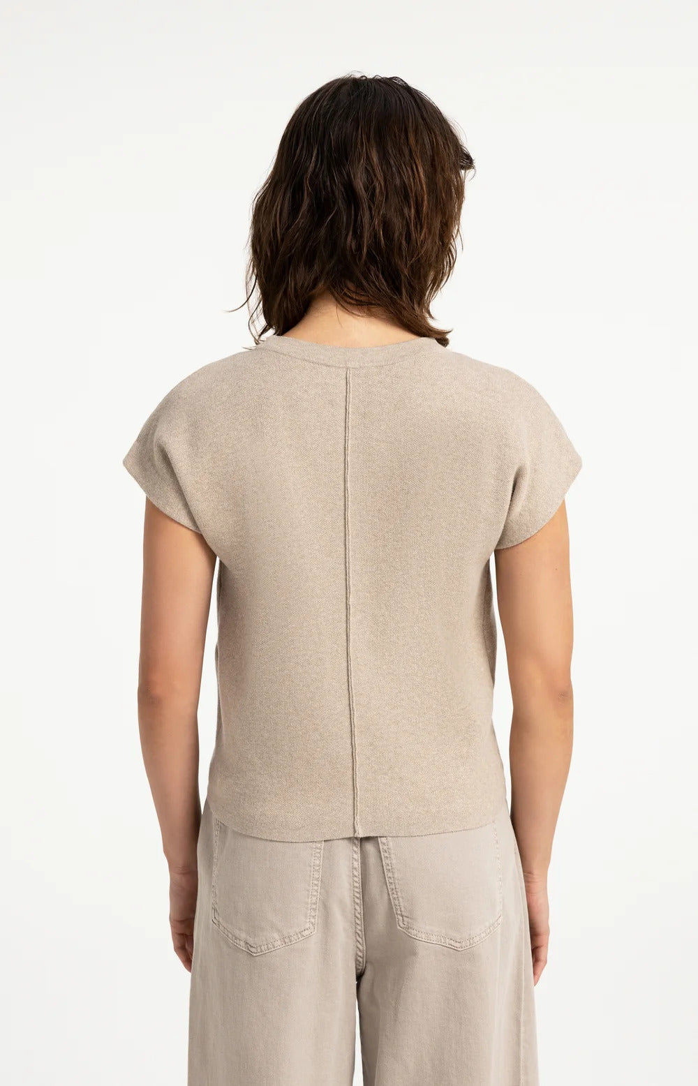 YAYA Jacquard Knit Top with Cap Sleeves