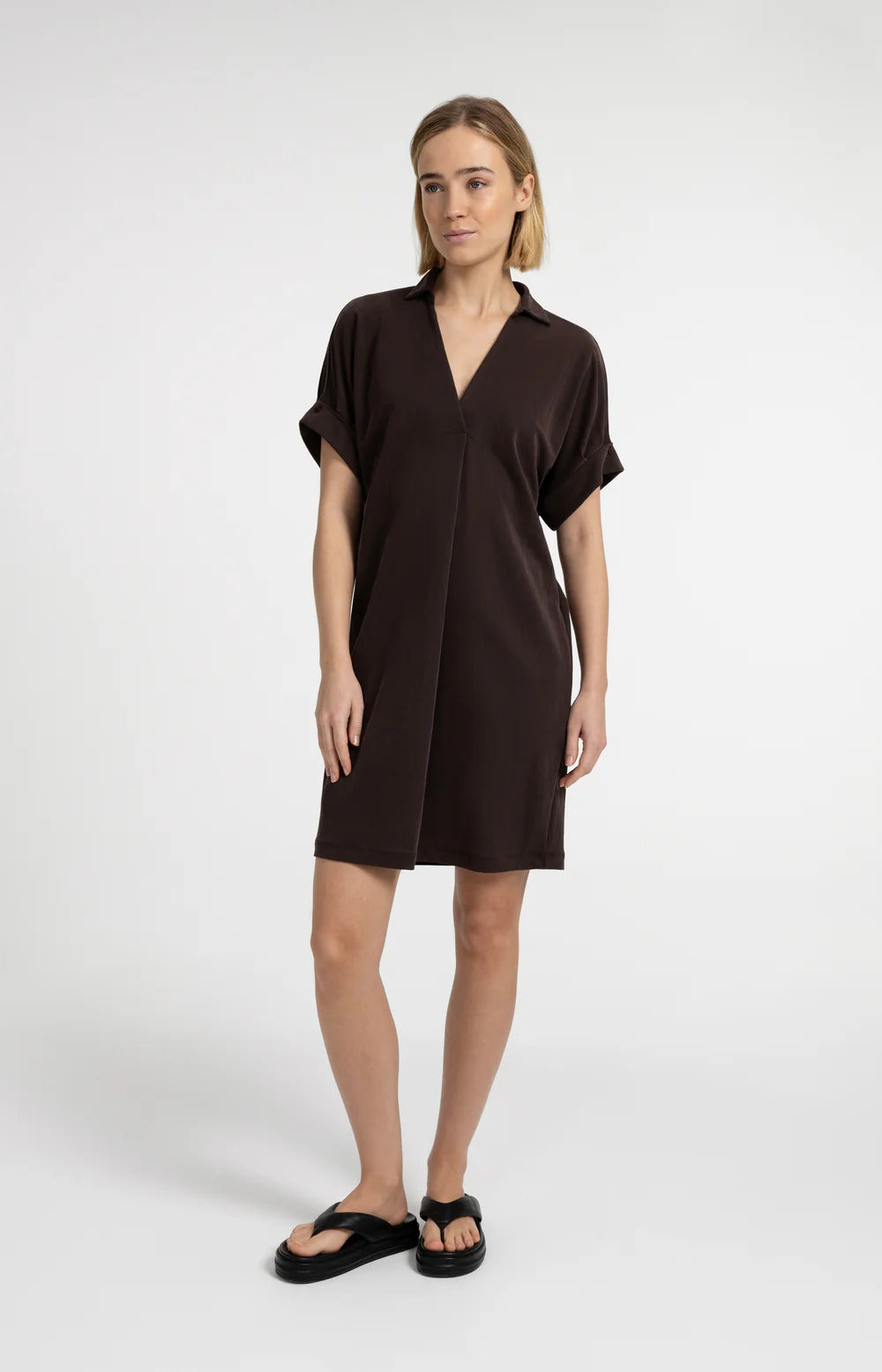 YAYA Jersey Dress with Pleated Sleeves