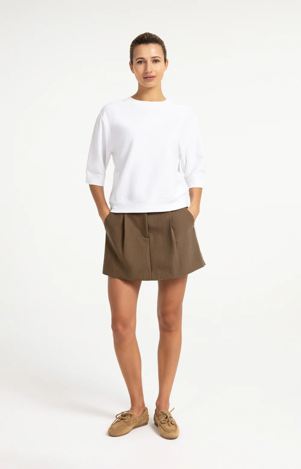 YAYA Jersey Rib Top with Short Sleeves
