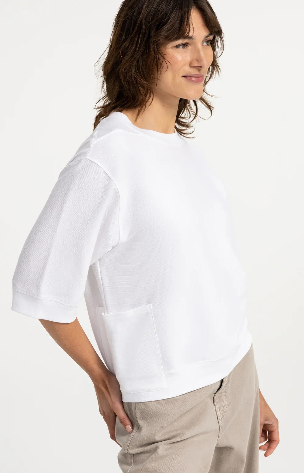 YAYA Jersey Rib Top with Short Sleeves