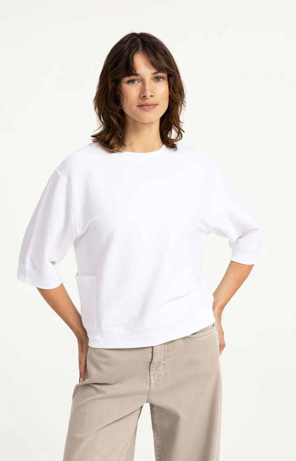 YAYA Jersey Rib Top with Short Sleeves