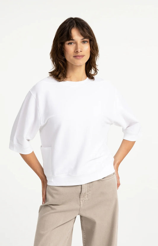 YAYA Jersey Rib Top with Short Sleeves