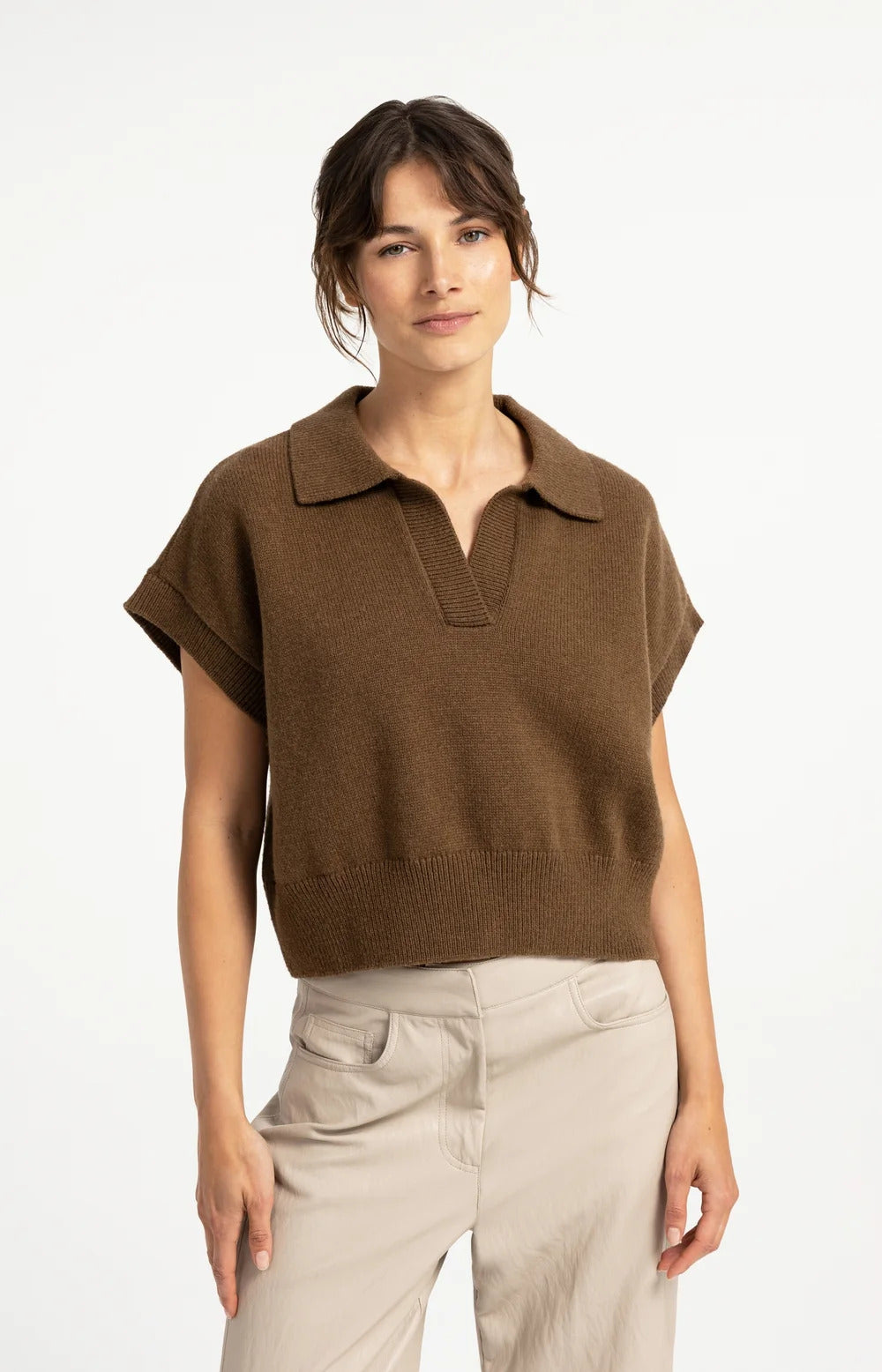 YAYA Knitted Spencer with Collar