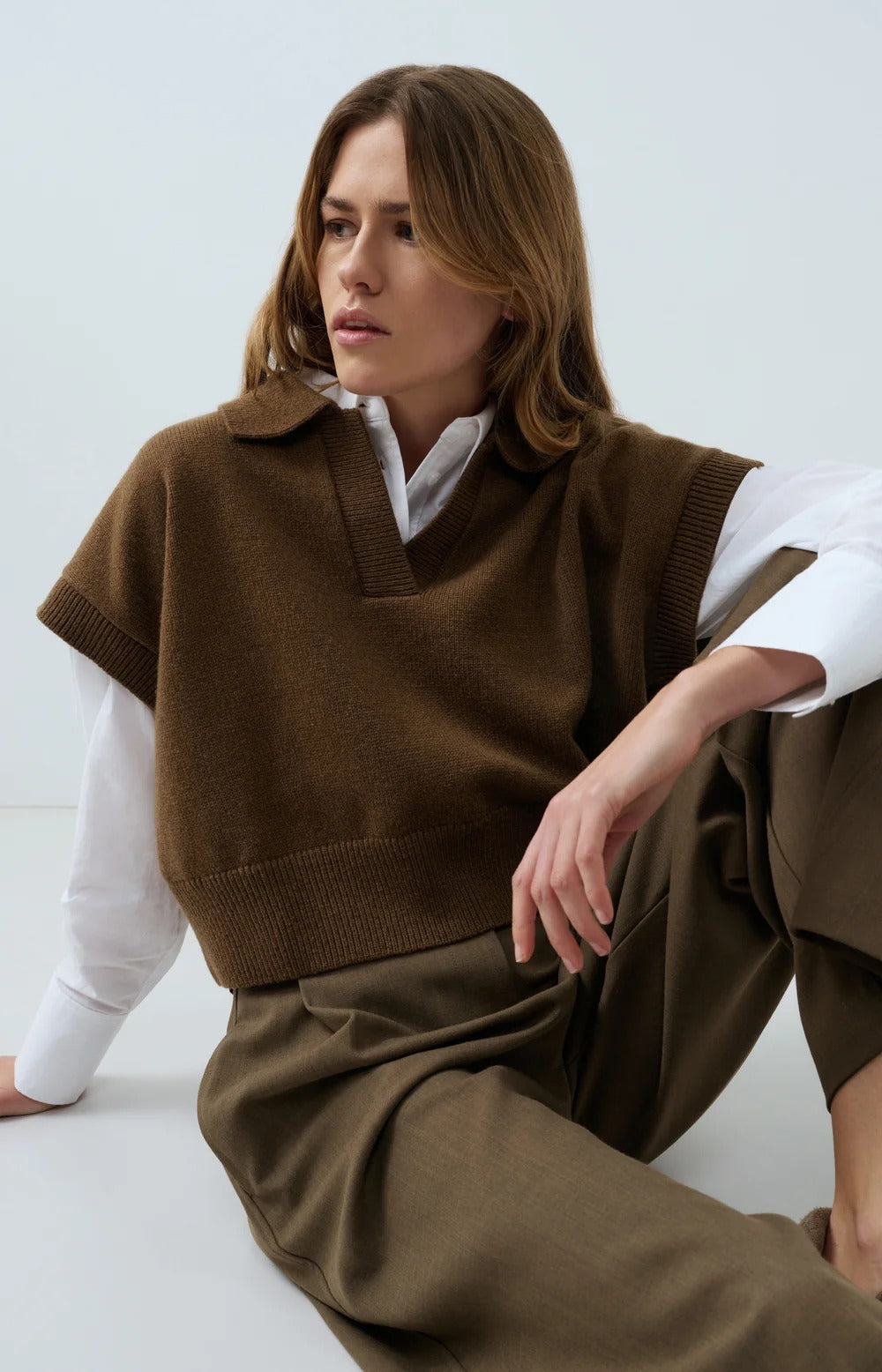 YAYA Knitted Spencer with Collar