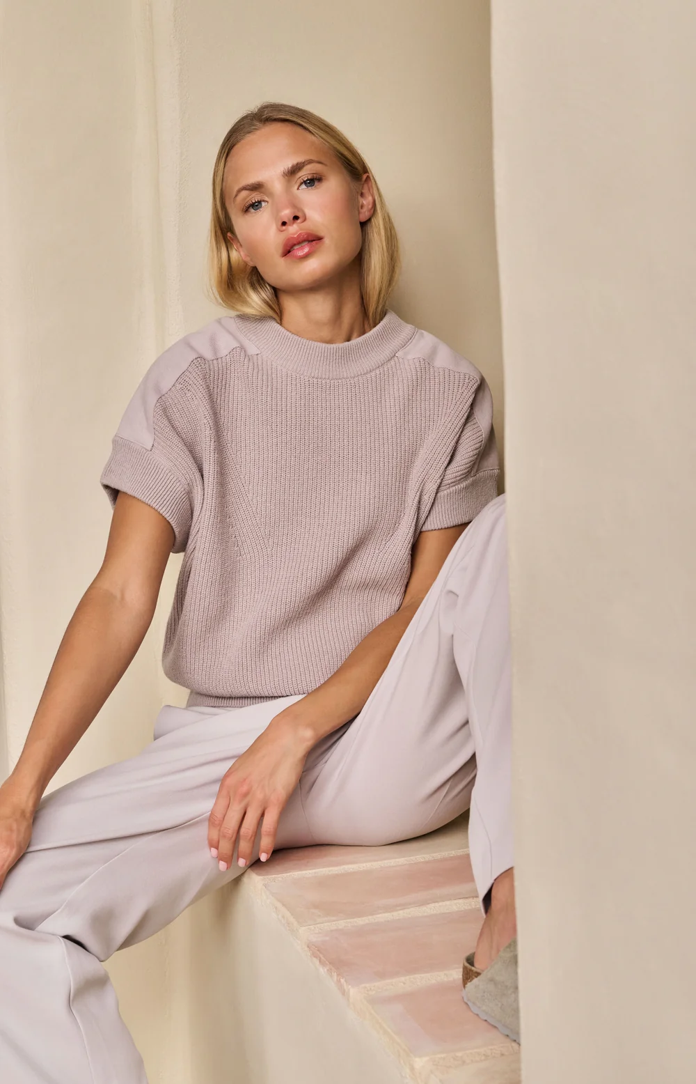 YAYA Woven Shoulder Detail Top