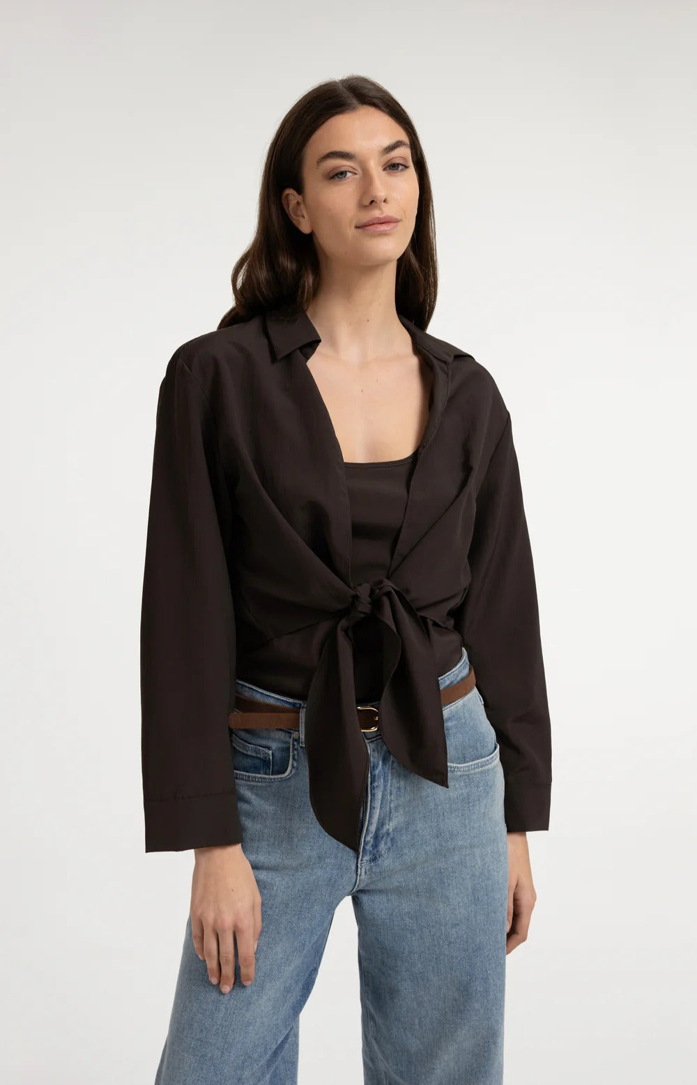 YAYA Twin Set Knotted Blouse and Singlet