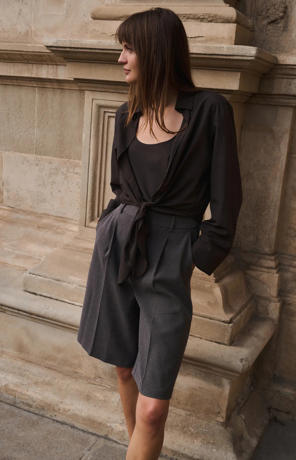 YAYA Twin Set Knotted Blouse and Singlet