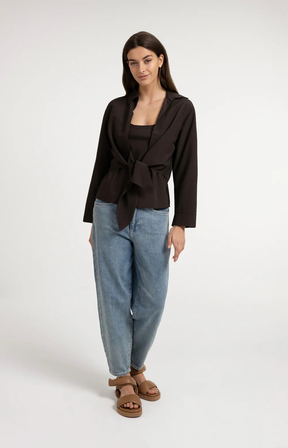 YAYA Twin Set Knotted Blouse and Singlet