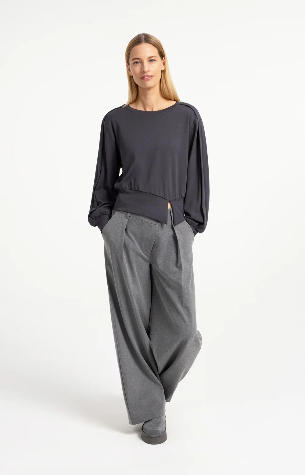 YAYA Sweatshirt with Folded Detail
