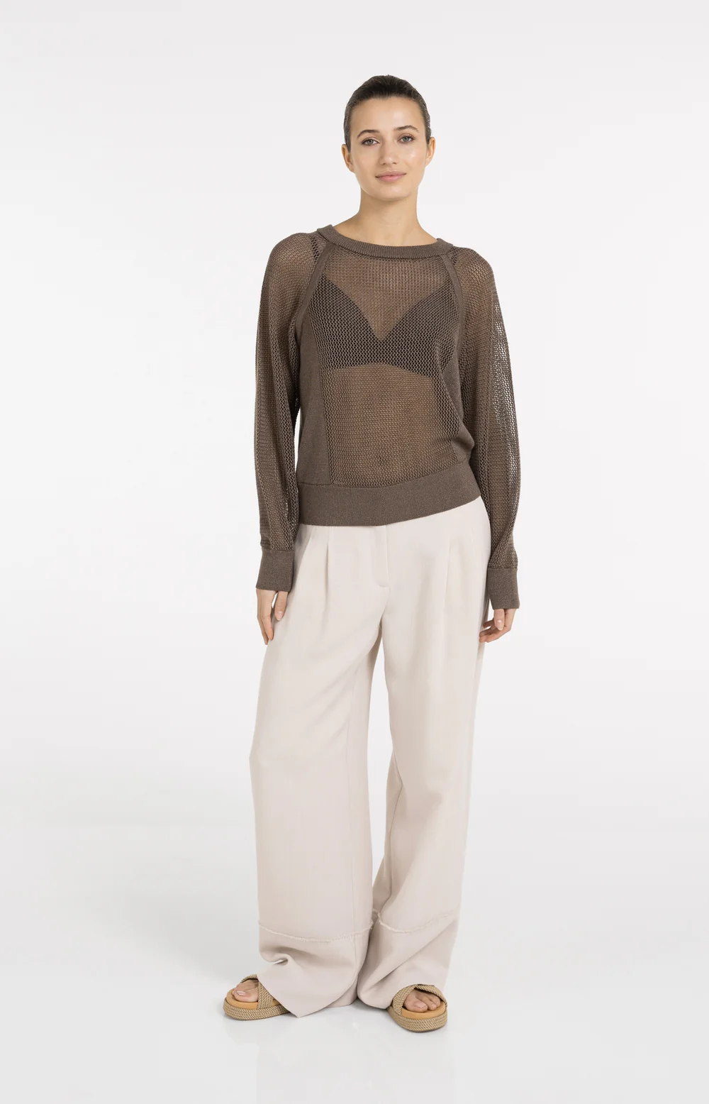 YAYA Linen Blend Wide leg Trousers