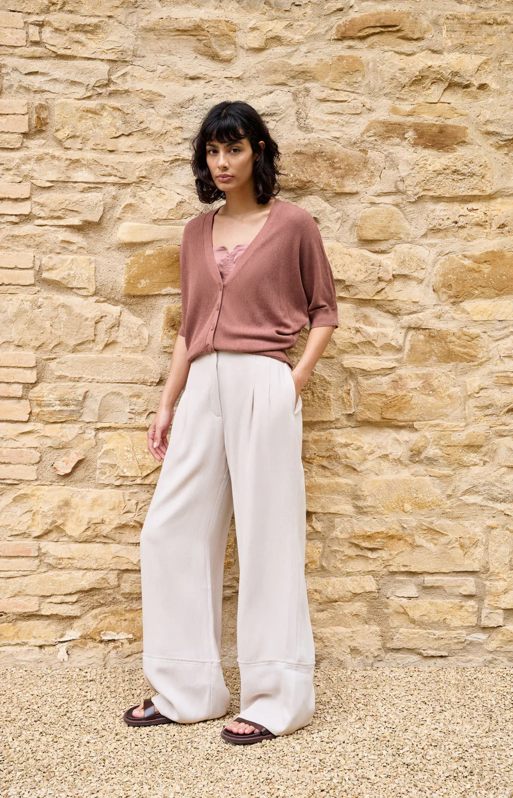 YAYA Linen Blend Wide leg Trousers