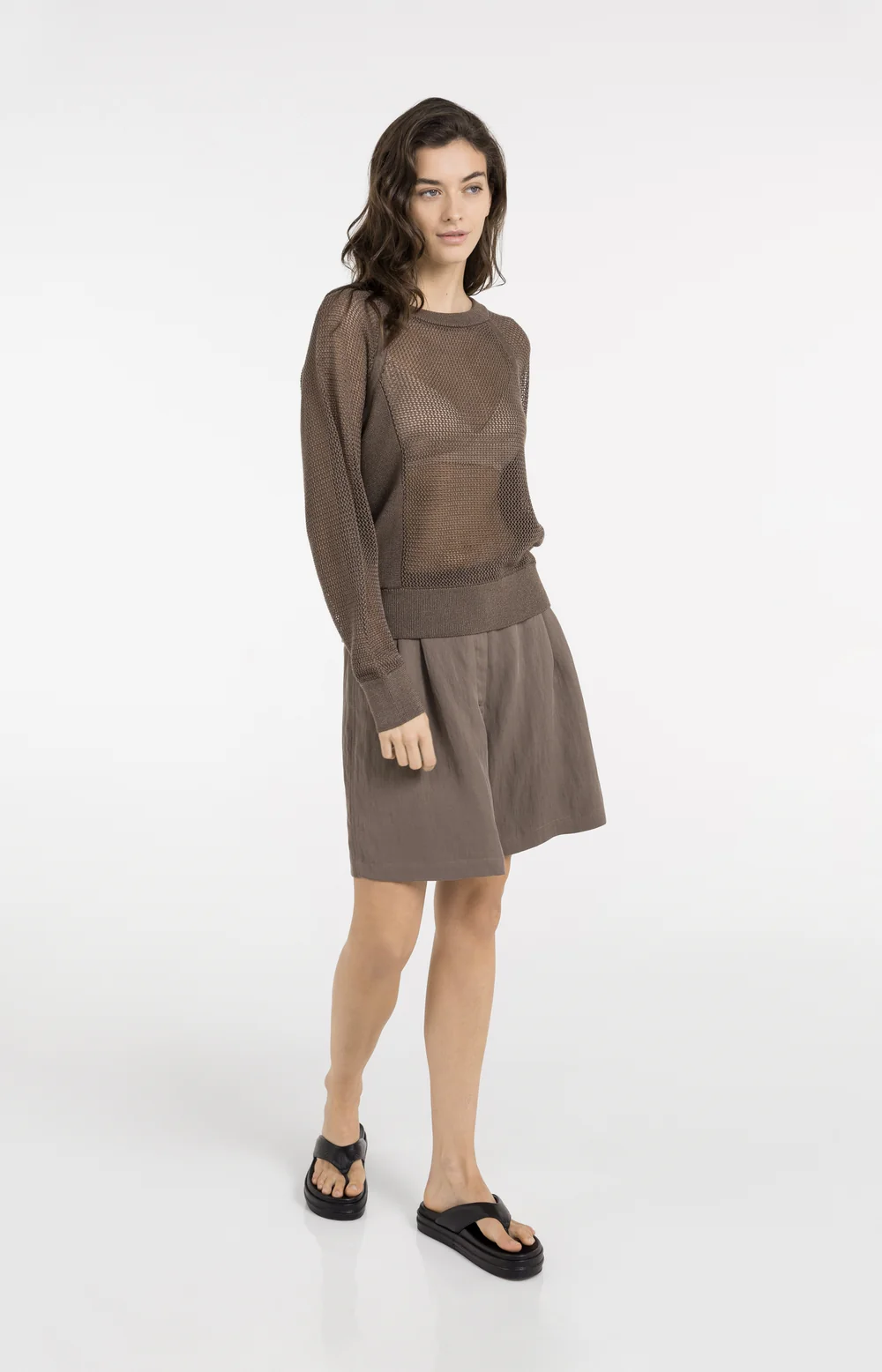 YAYA Mesh Stitch Raglan Sweater - Colour Options