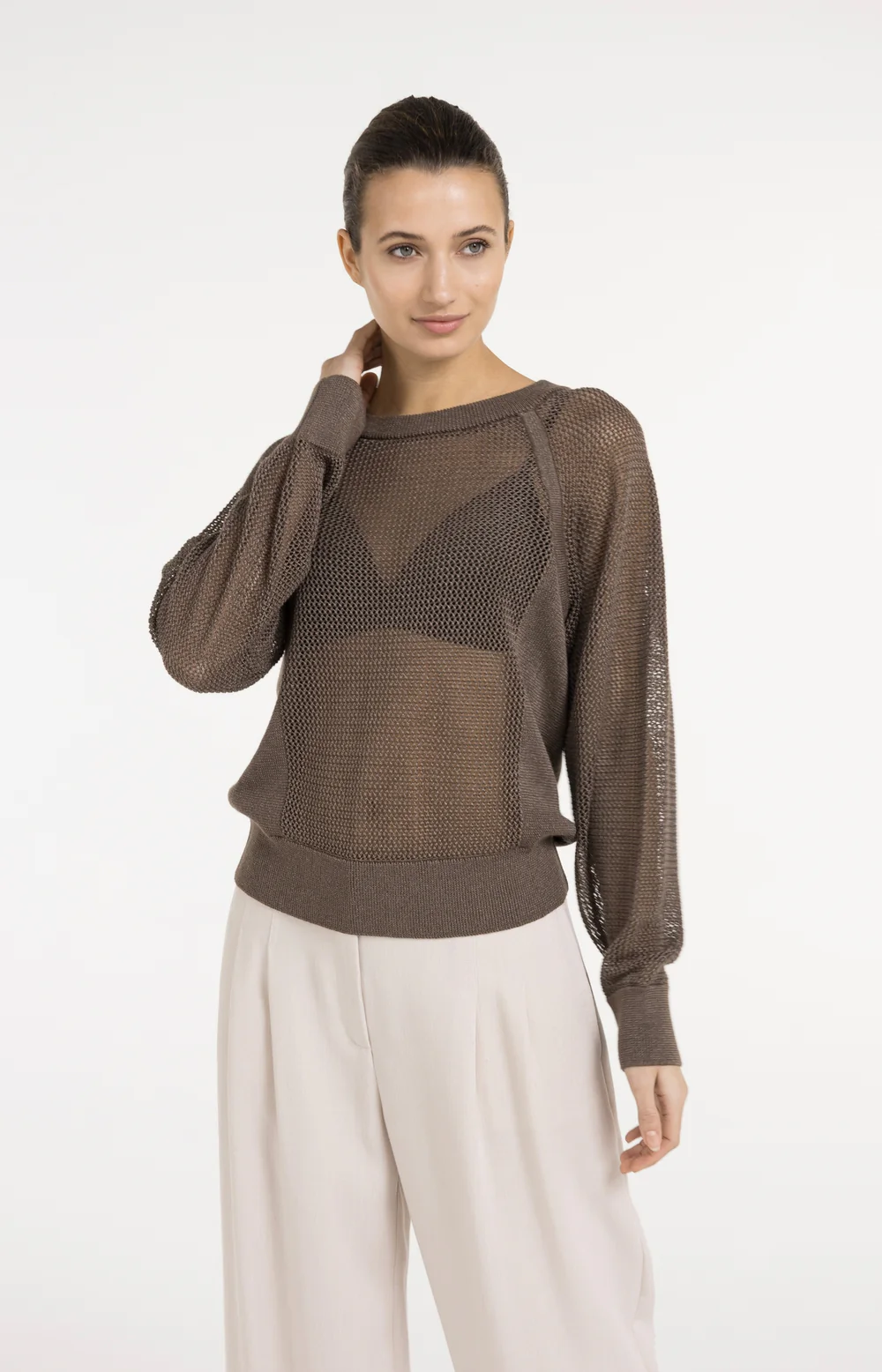 YAYA Mesh Stitch Raglan Sweater - Colour Options