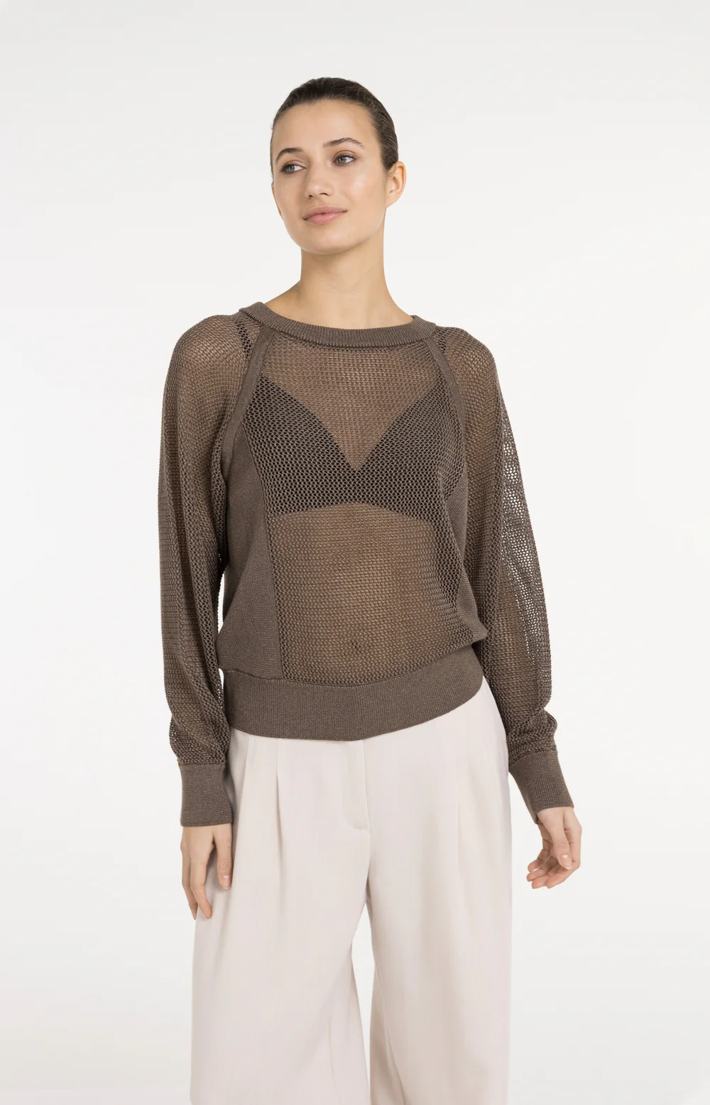 YAYA Mesh Stitch Raglan Sweater - Colour Options