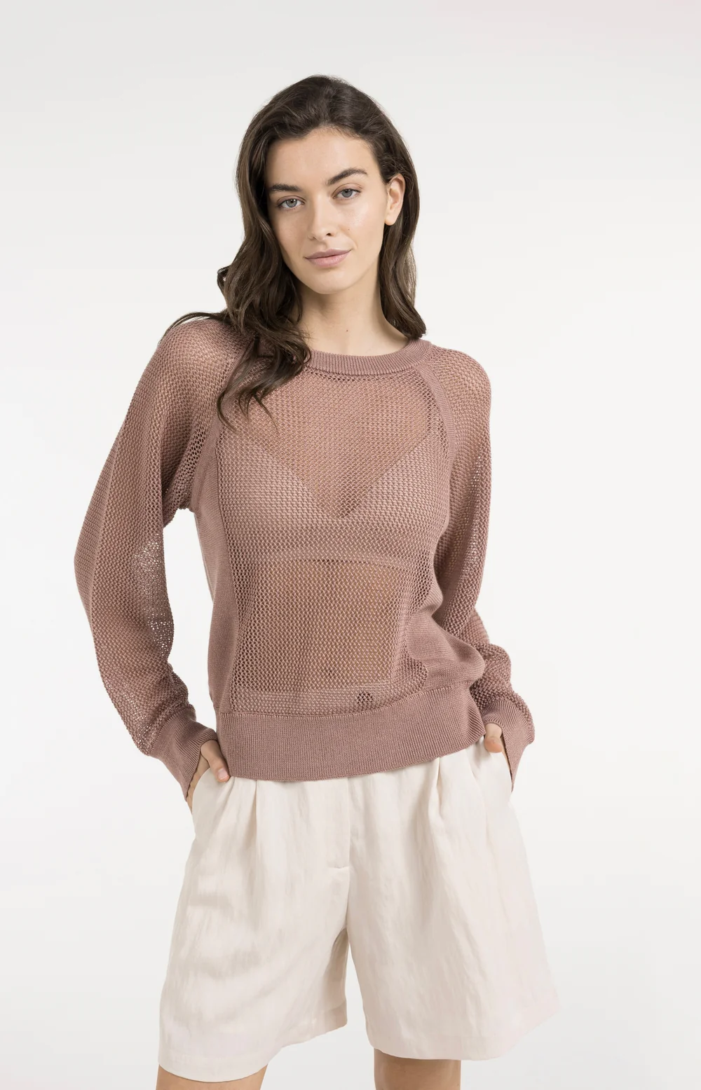 YAYA Mesh Stitch Raglan Sweater - Colour Options