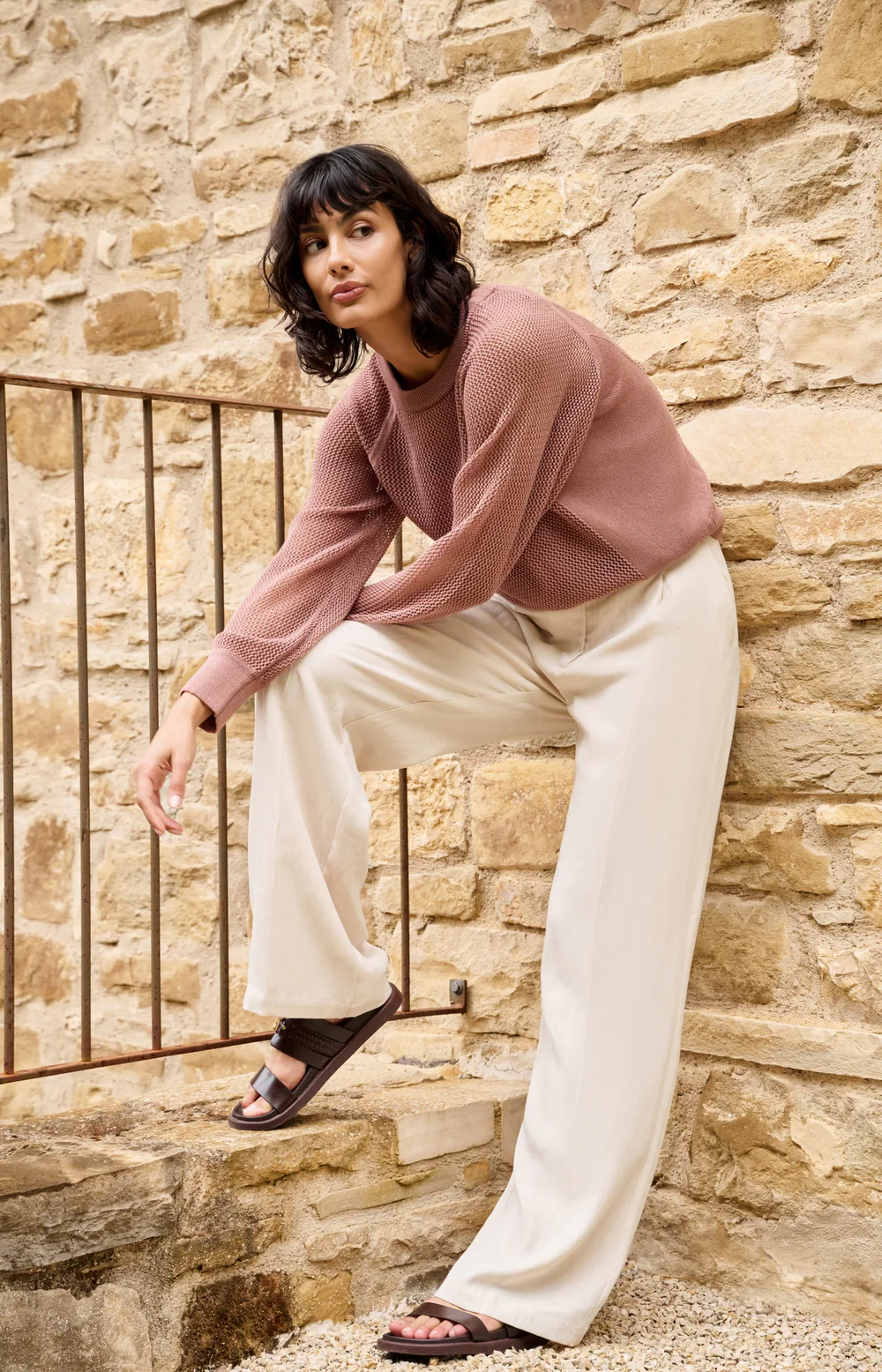 YAYA Mesh Stitch Raglan Sweater - Colour Options