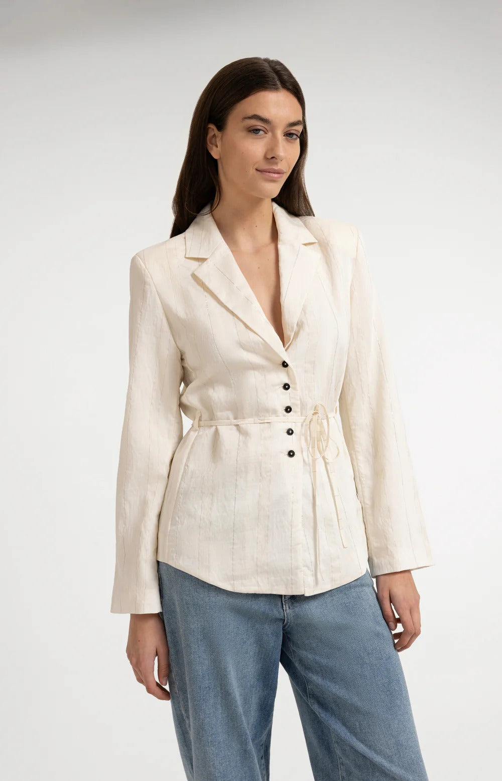 YAYA Woven Pinstripe Blazer Jacket