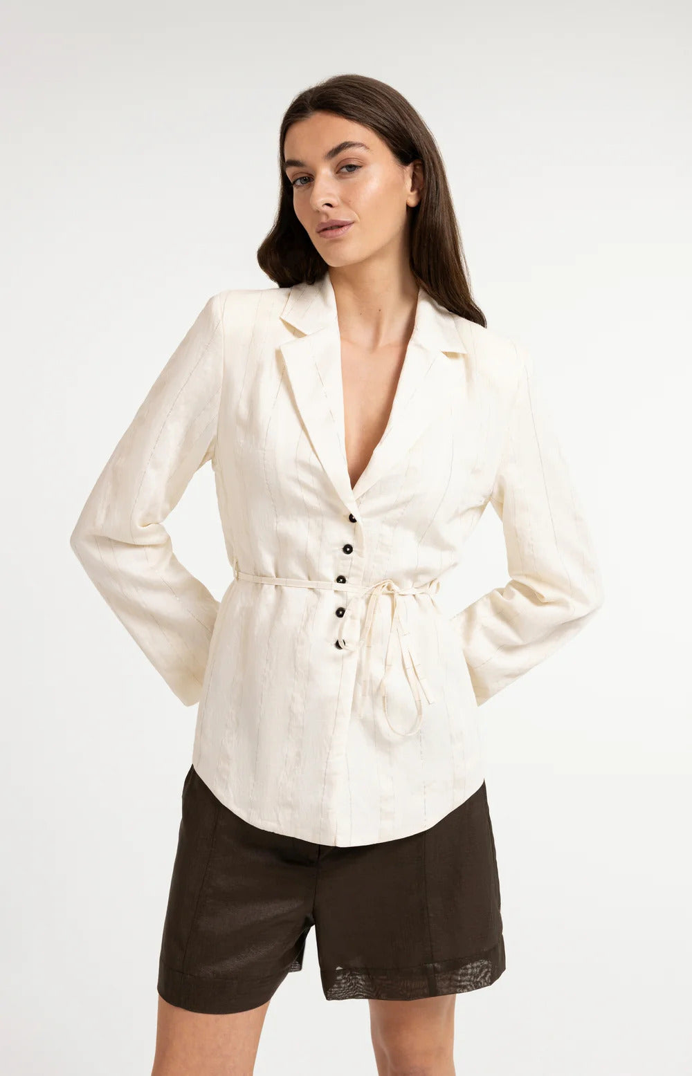 YAYA Woven Pinstripe Blazer Jacket
