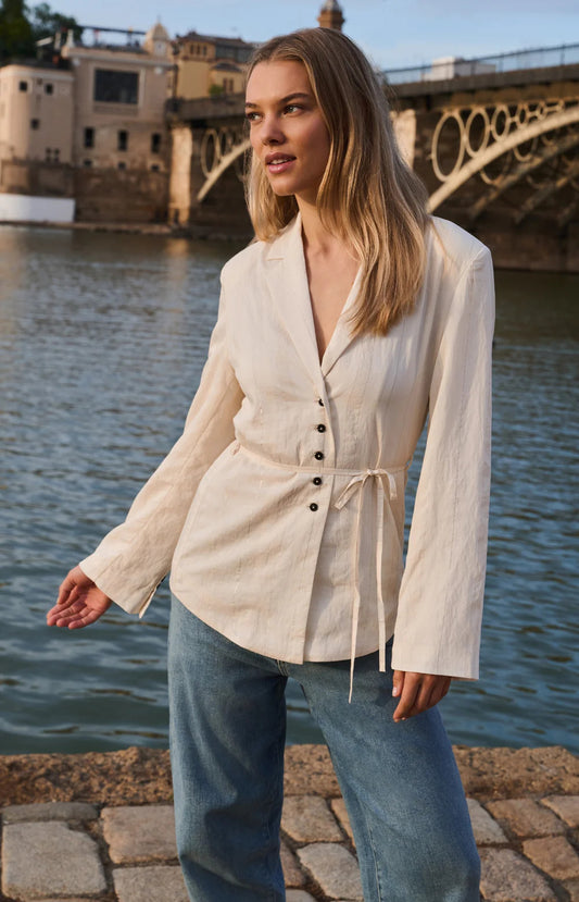 YAYA Woven Pinstripe Blazer Jacket