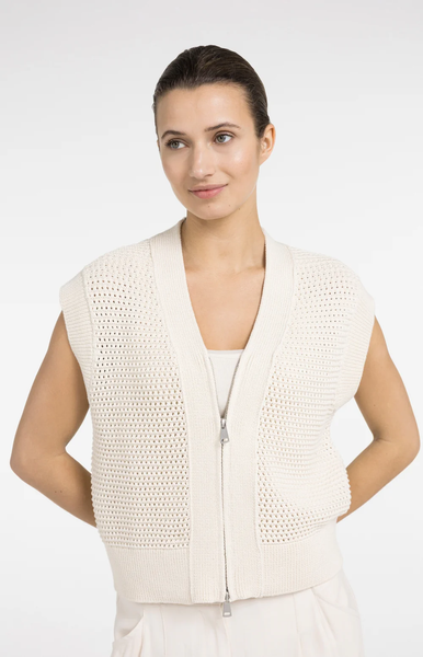 YAYA Mesh Stitch Sleeveless Cardigan