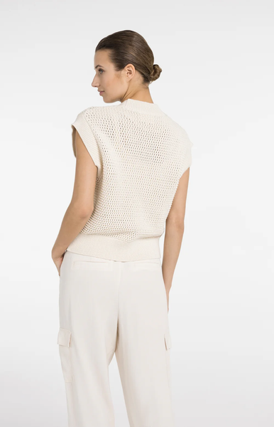 YAYA Mesh Stitch Sleeveless Cardigan