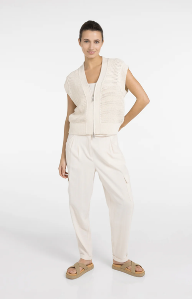 YAYA Mesh Stitch Sleeveless Cardigan