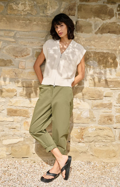 YAYA Mesh Stitch Sleeveless Cardigan