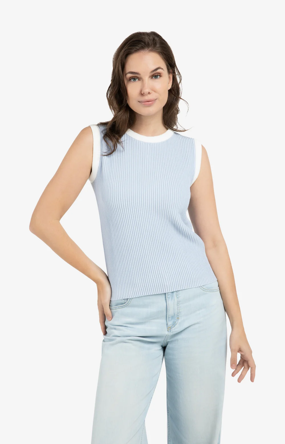 YAYA Sleeveless Ribbed Sweater - Colour Options
