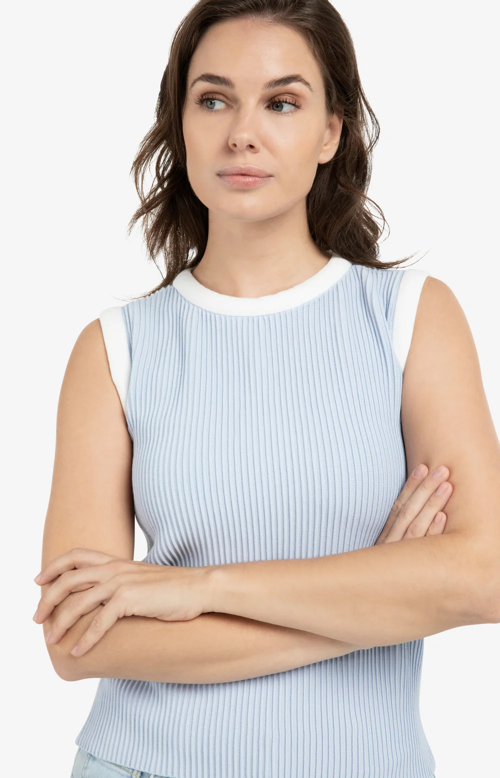 YAYA Sleeveless Ribbed Sweater - Colour Options