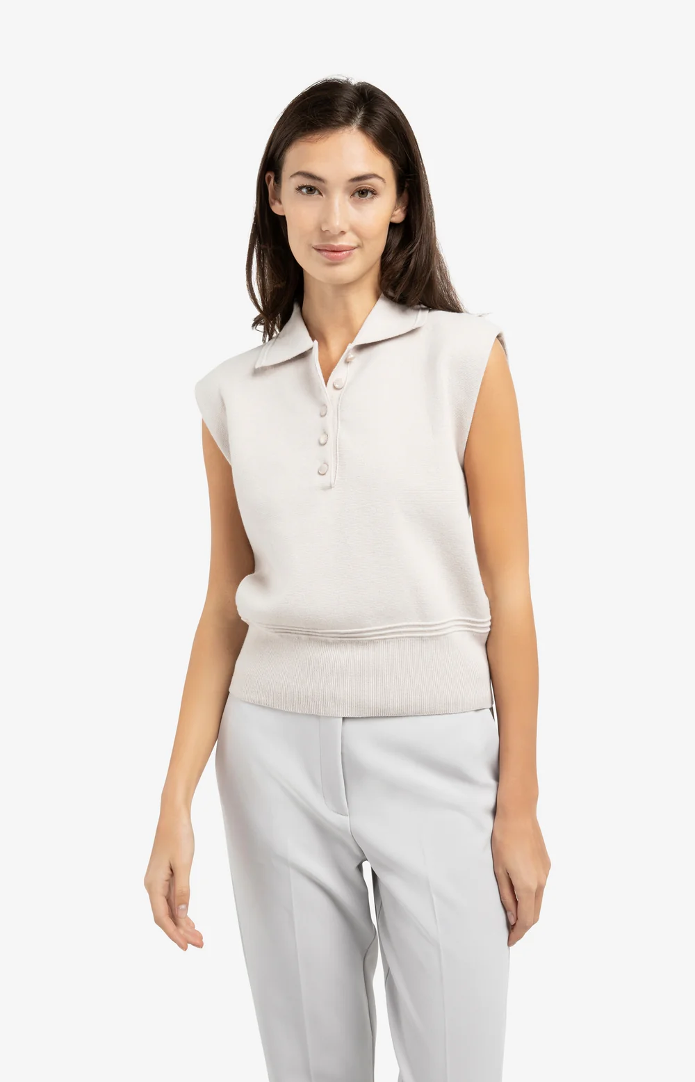 YAYA Sleeveless Sweater with Collar