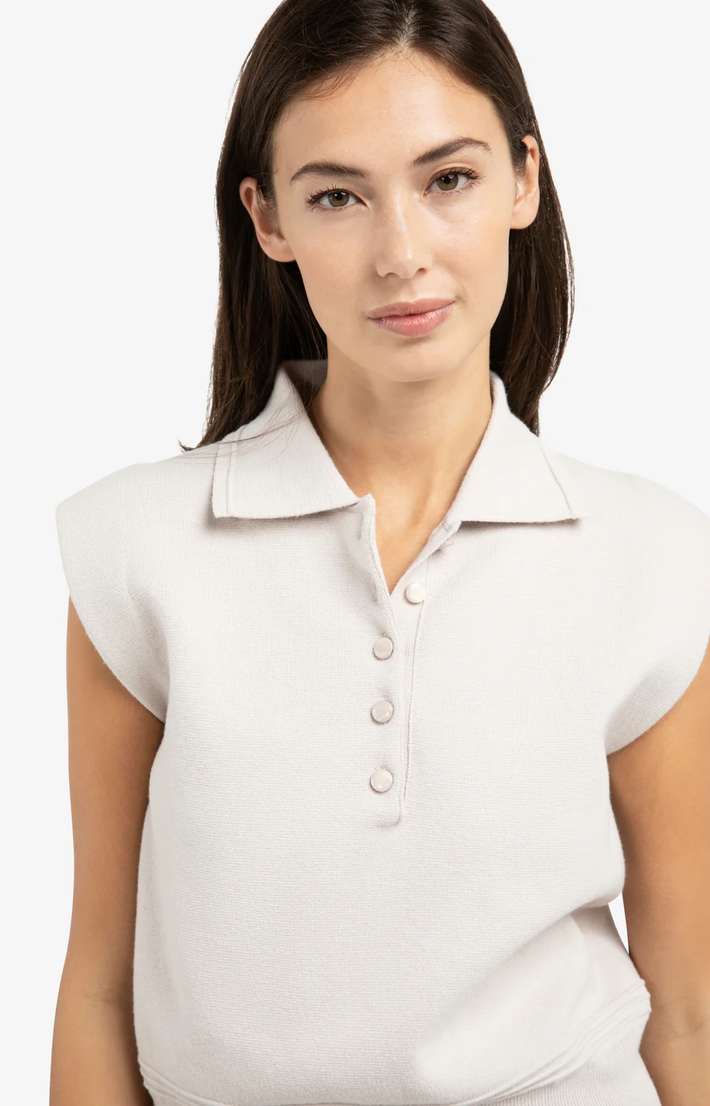 YAYA Sleeveless Sweater with Collar