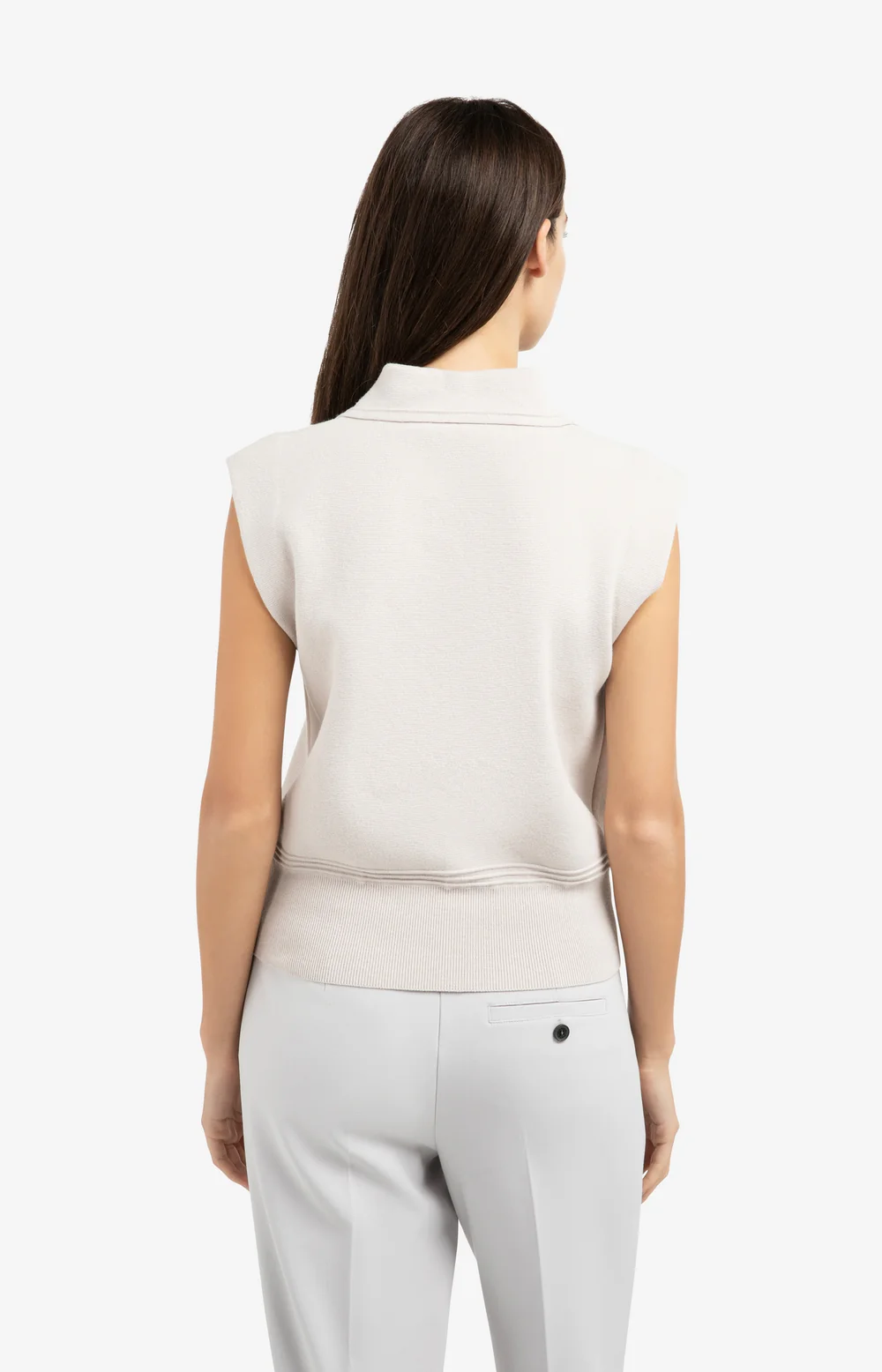 YAYA Sleeveless Sweater with Collar