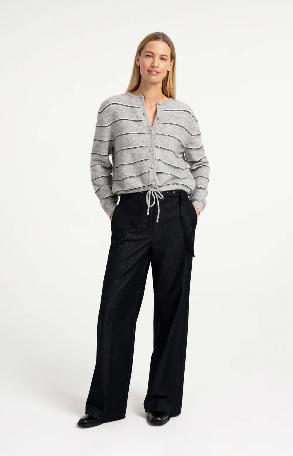YAYA Knitted Striped Cardigan