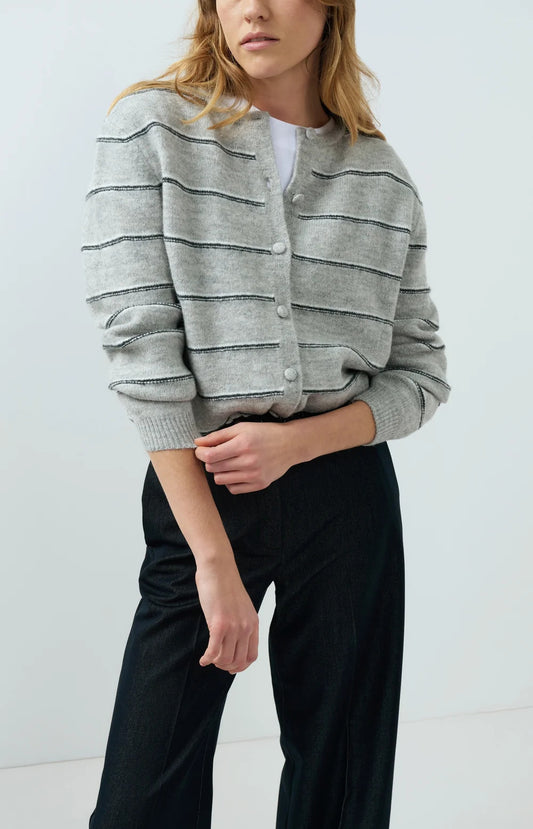 YAYA Knitted Striped Cardigan