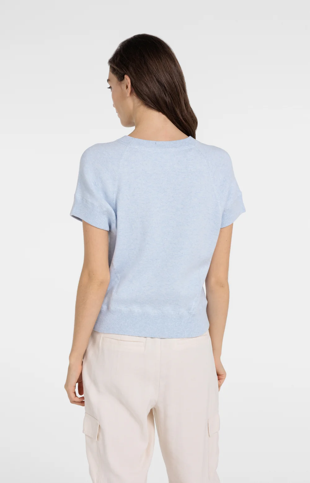 YAYA Sweater with Short Sleeve and Stitch Detail