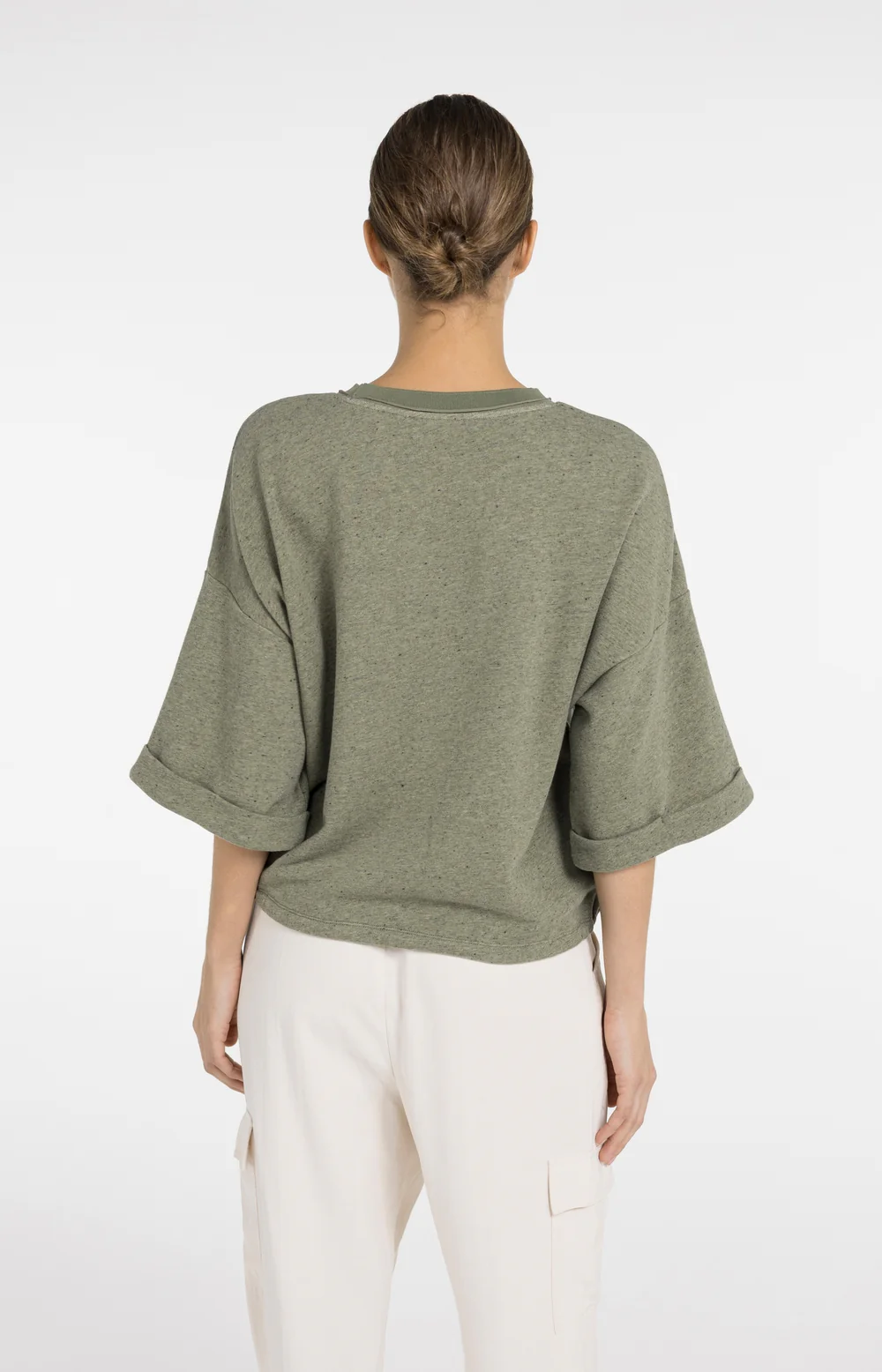 YAYA Short Sleeve Sweatshirt with Rolled Cuffs - Colour Options