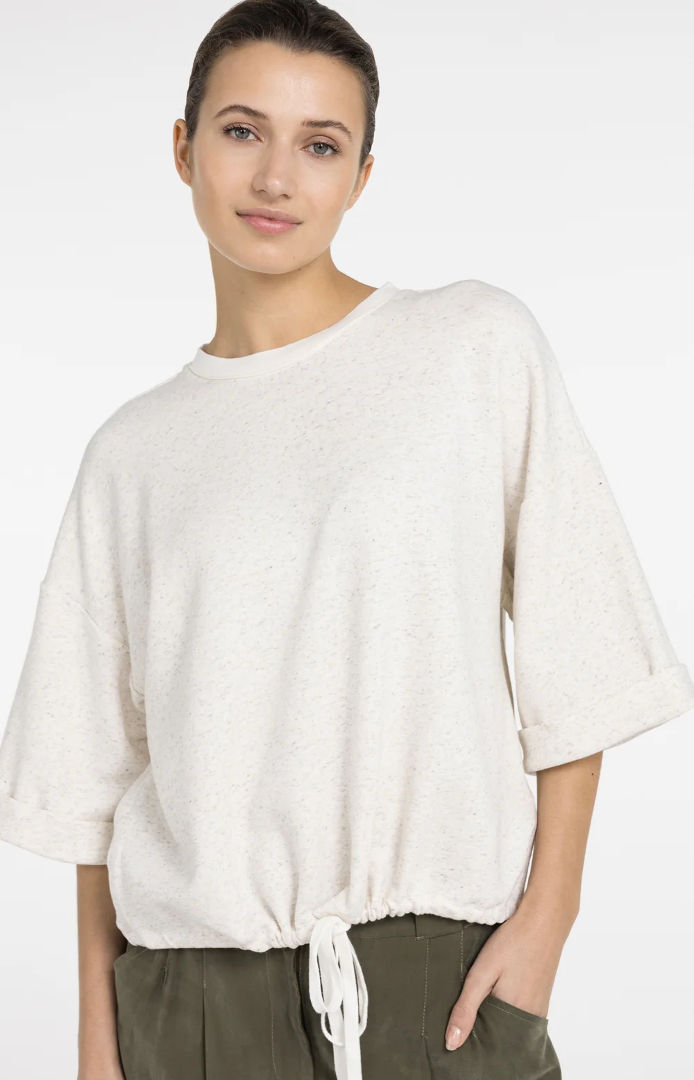 YAYA Short Sleeve Sweatshirt with Rolled Cuffs - Colour Options
