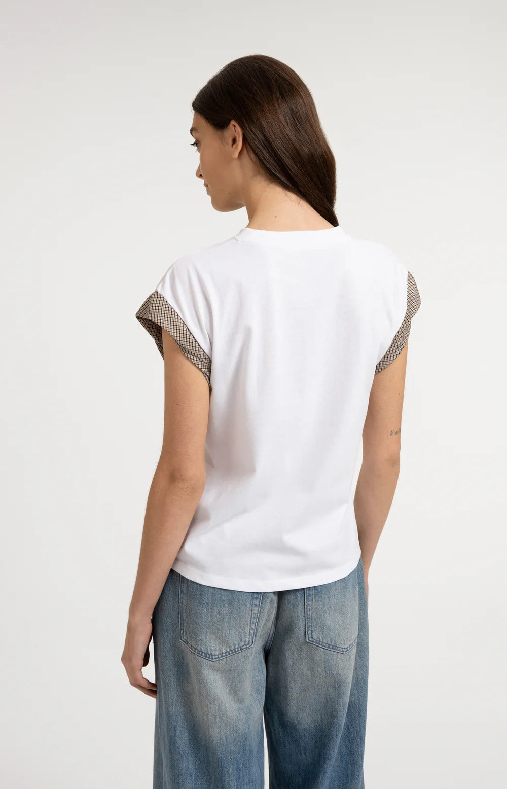 YAYA Jersey Top with Woven Cuffs