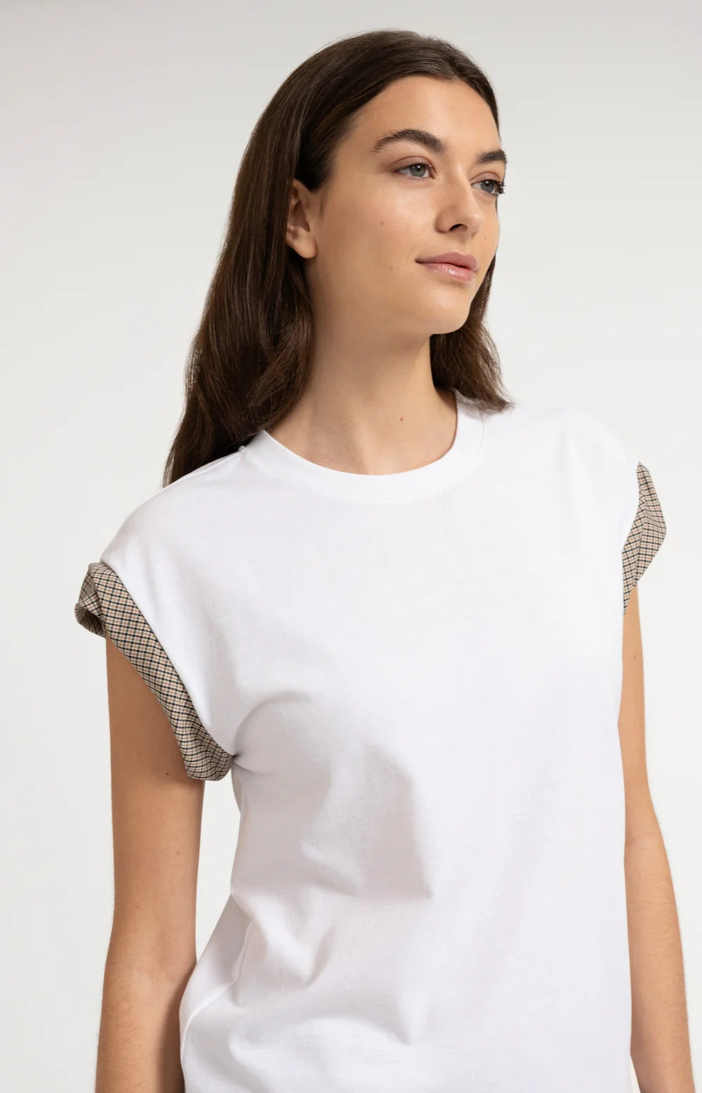 YAYA Jersey Top with Woven Cuffs