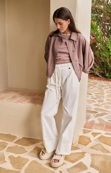 YAYA Trousers with Pleats and Drawcord Waist
